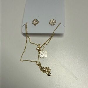 Gold Clover Jewelry Set